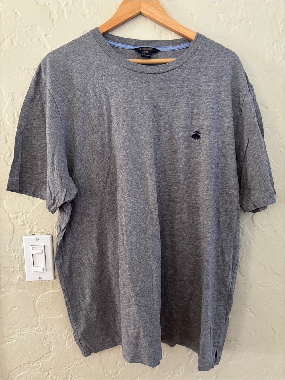 Brooks Brothers Men's Short Sleeve Heather Gray Crew Tee with Subtle Emblem